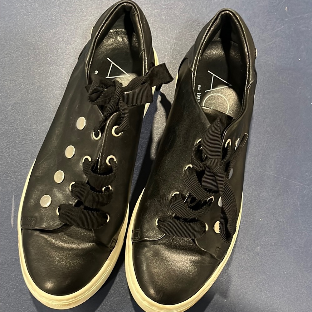 Agl Italy black leather sneakers size 37.5